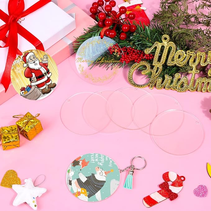 3.5 Inch Acrylic Ornaments Blanks, Christmas Decor, Keychain Engraving
