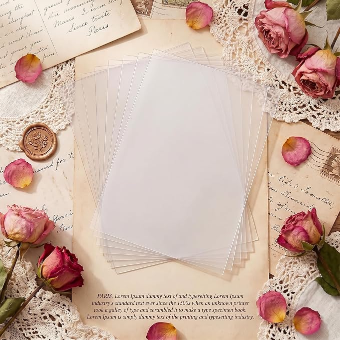 50Pcs Acetate Sheets for Crafts 6.30×4.33in Heat Resistant Clear Acetate Sheets