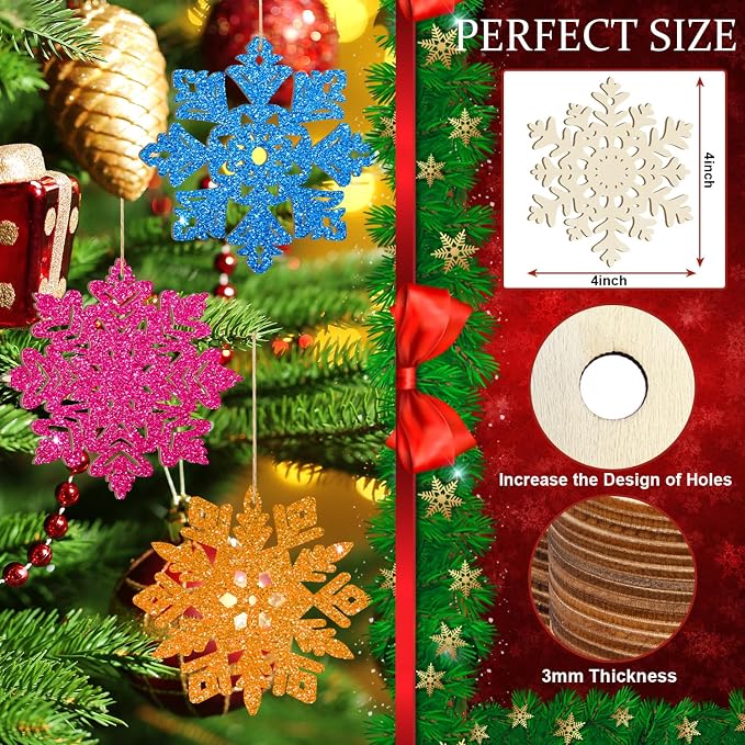 Wooden Christmas Snowflake Ornaments to Paint Christmas Decoration Cutouts