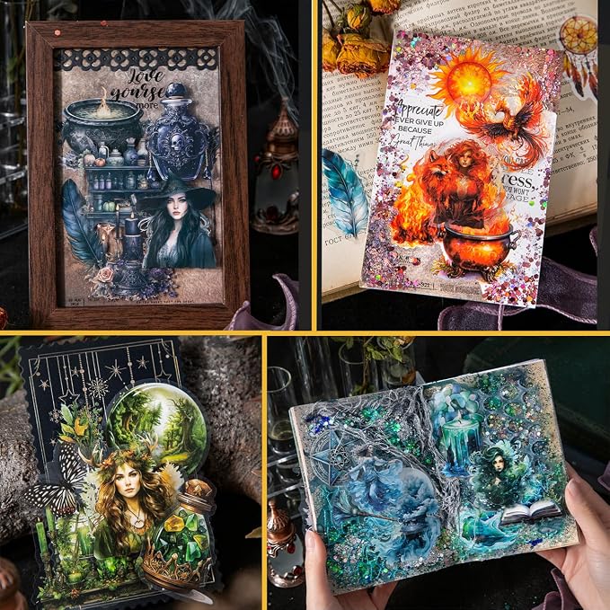 Yoksas 240Pcs Vintage Goth Witch Stickers