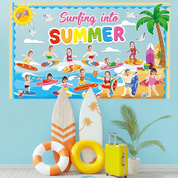 Summer Bulletin Board Classroom Decorations Surfing into Summer Bulletin Board
