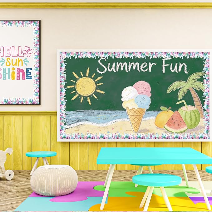 FUSUIMU 65.6 Ft Ocean Bulletin Board Border Coral Reef Grass Seaweed Die-Cut