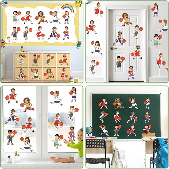 OBUSATT 60 Pcs Basketball Player Theme Cutouts Basketball Bulletin Board