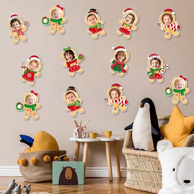 54Pcs Christmas DIY Paper Cutouts, Christmas Gingerbread Man Cut Outs Bulletin