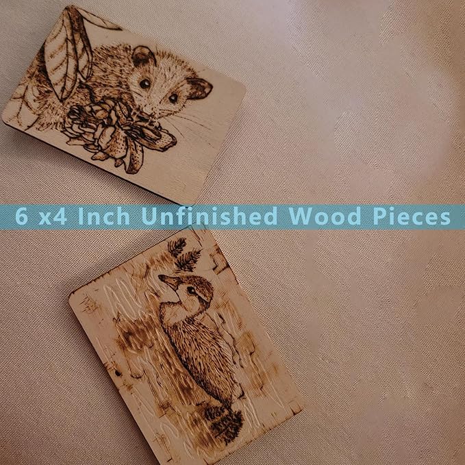 ZOENHOU 100 PCS 6 x4 Inch Unfinished Basswood Blanks, Rectangle Wood Pieces