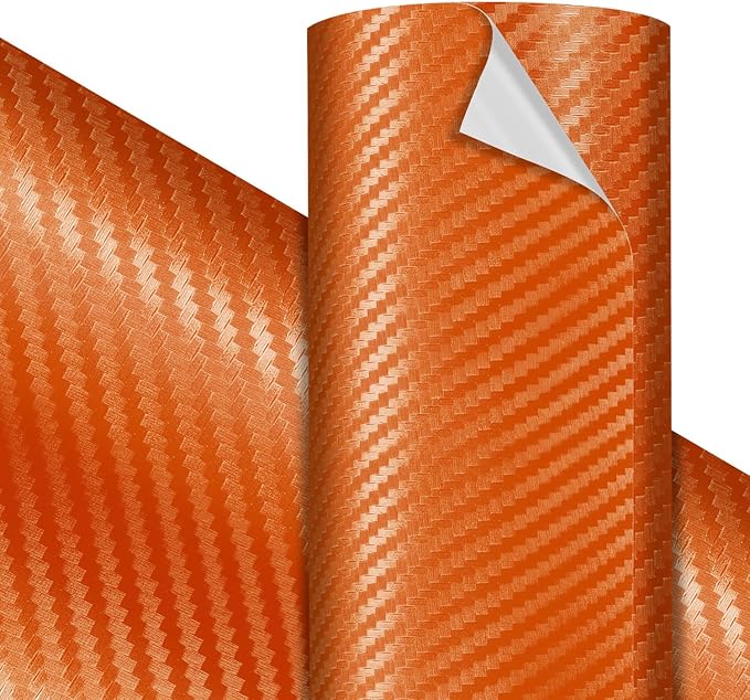 VViViD Premium 3D Orange Carbon Craft Vinyl Roll 1ft x 5ft – Bubble-Free Air