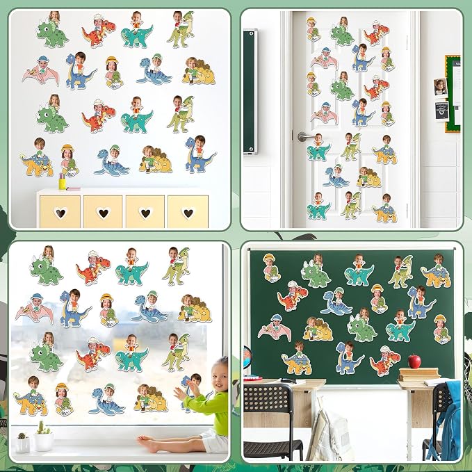 60pcs Dinosaur Theme DIY Cutouts Dinosaur Bulletin Board Decoration Set Cute