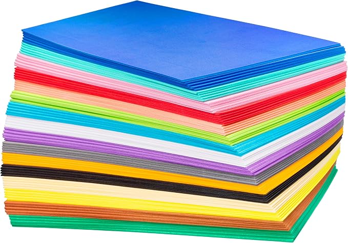 80 Pack EVA Foam Handicraft Sheets, 16 Colors, 6 x 9 Inches, 2mm Thick