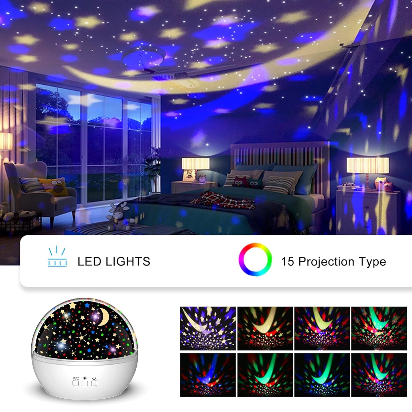 Christmas Snowflake Projector Lights Indoor | Snowfall Nightlight and Kid Star Projector | Indoor Xmas Night Light for Kids Bedroom or Holiday Party Decor