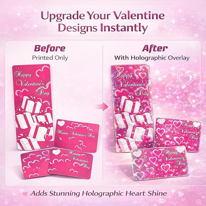 Bleidruck 25 Sheets Hearts Clear Holographic Laminate Sheet Adhesive Paper |