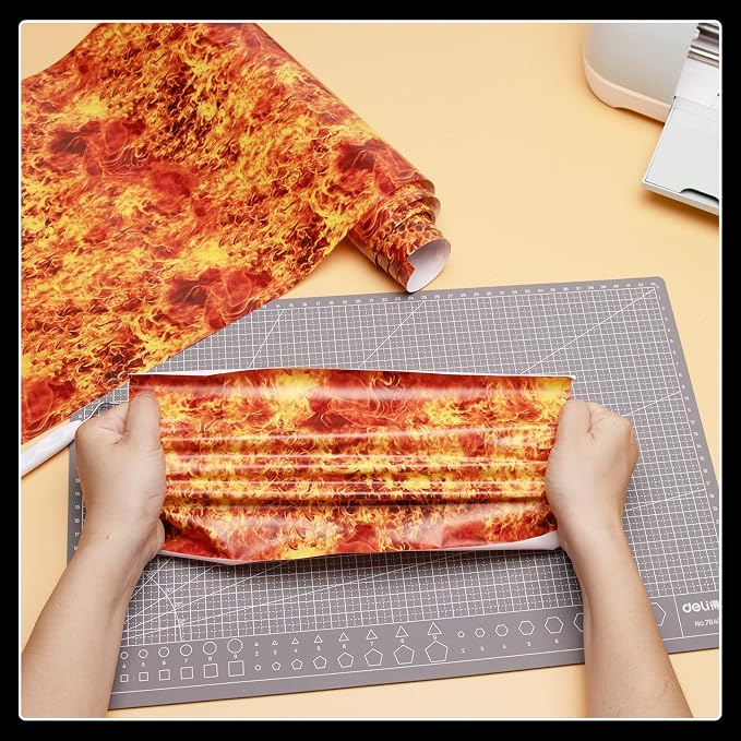 Tintnut Orange Red Flame Heat Transfer Vinyl Roll, stretch washable, compatible