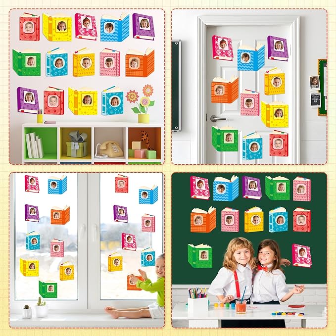 60pcs Book Theme DIY Cutouts Book Bulletin Board Decoration Set Colorful