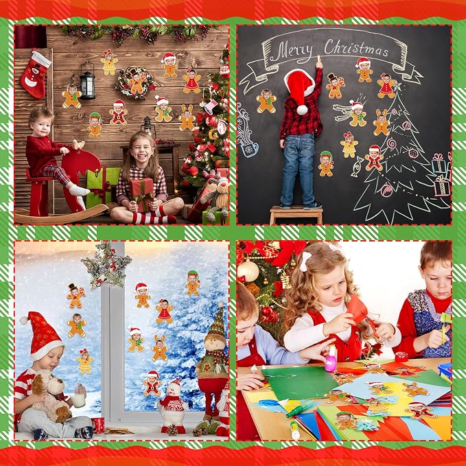 Gersoniel 72 Pcs Kid Christmas Gingerbread Man Decor Bulletin Board Cutout |