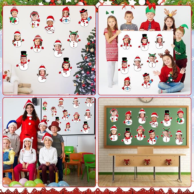 60pcs Christmas Theme Cutouts Snowman Bulletin Board Decorations Xmas Snowman