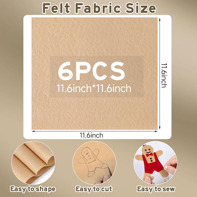 HaoFeiJH 6 Pcs Soft Felt Fabric Sheets