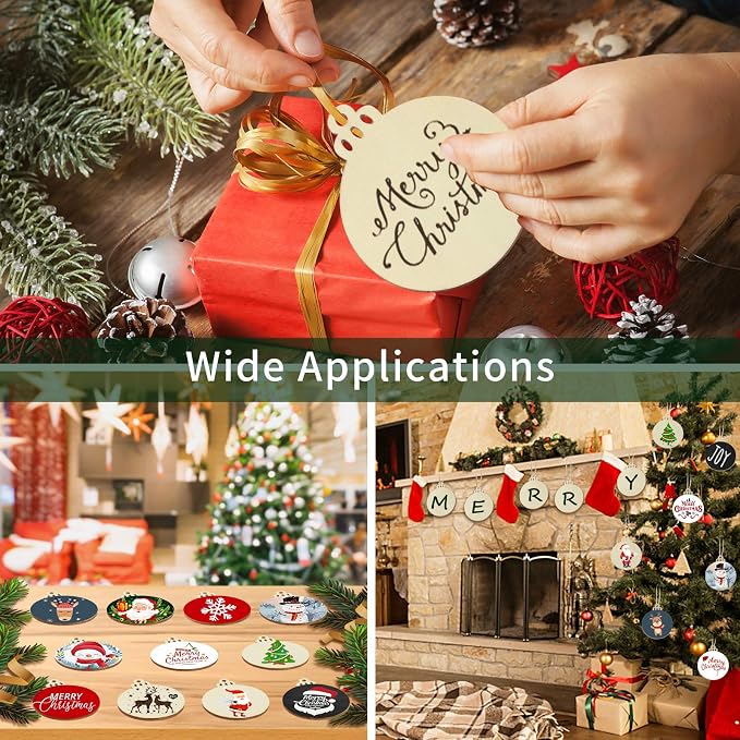 Fuyit Wooden Christmas Ornaments, Unfinished Wood Slices Circle