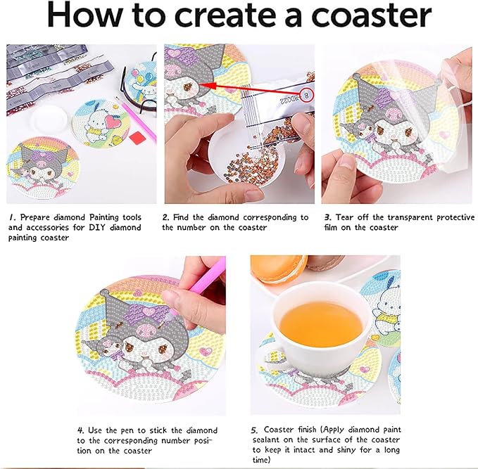 8Pcs Diamond Art Painting Coasters
