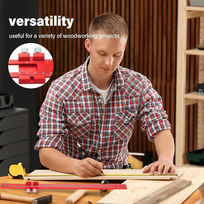 4 Pcs Woodworking Ruler, Metal Precision Pocket Rulers 12, 6 Inch