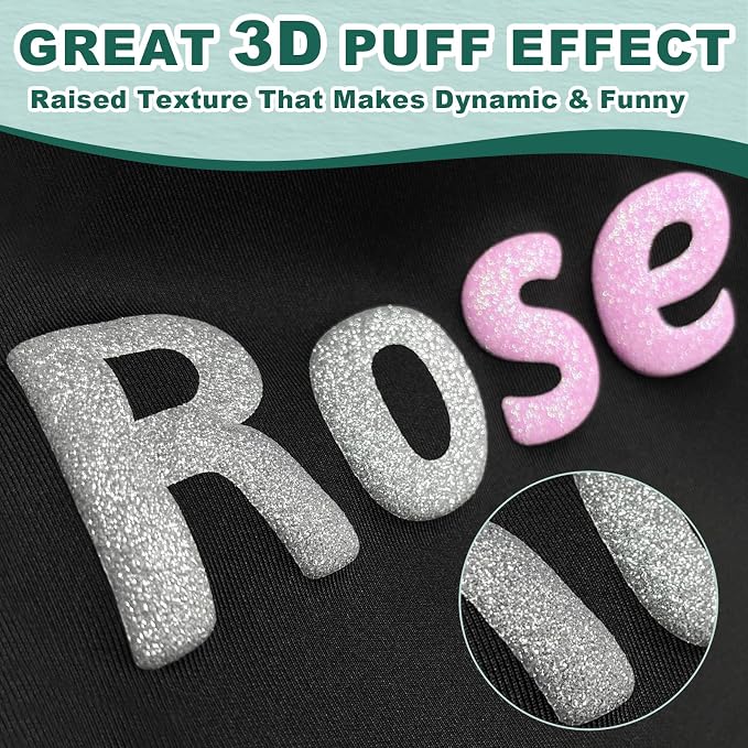 Glitter Puff Vinyl Heat Transfer, Neon Pink Puff HTV Iron on Vinyl 12" x5ft |