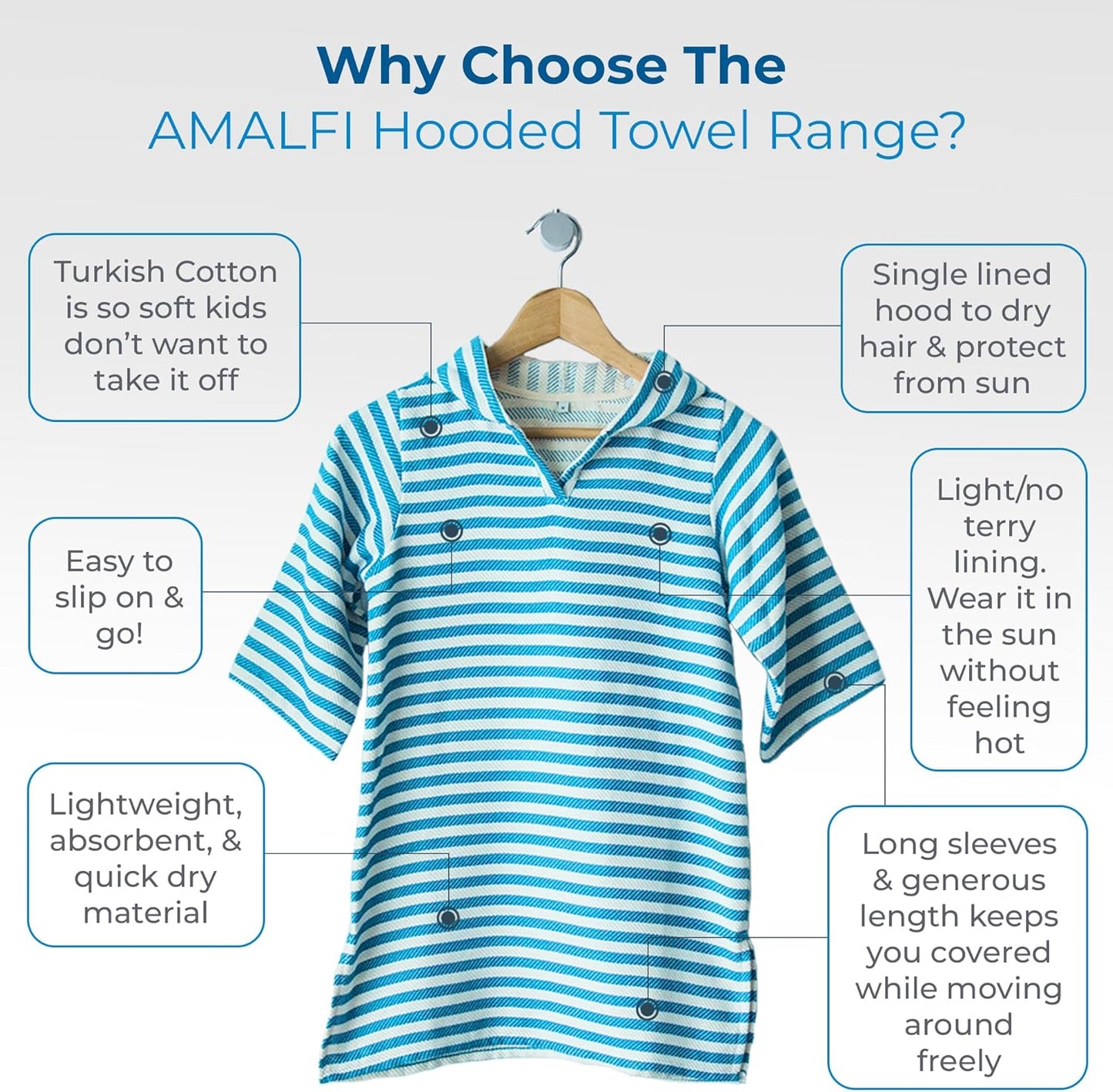 SAMMIMIS Boys & Girls Swim Cover Up - Kids Hooded Beach Towel with Long Sleeves - Pullover Beach Towel, Swim Poncho with Hood