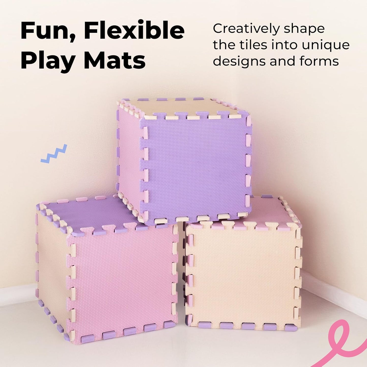 MioTetto Baby Play Mat, Soft Foam Floor Tiles for Kids. Adjustable Interlocking Foam Tiles, Fits with 74x74 Playpen Baby mat for Crawling & Development, Safe & Non-Toxic Playmat for Babies 6-12 Months