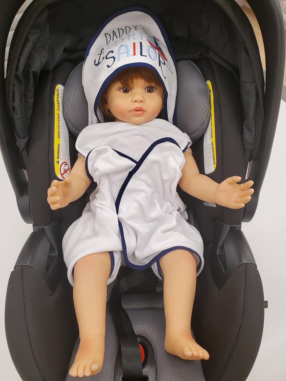 Baby Hooded Bath Towel and Washcloth Set for Infants, Boys and Girls 6-12 Months (Daddy's Sailor)
