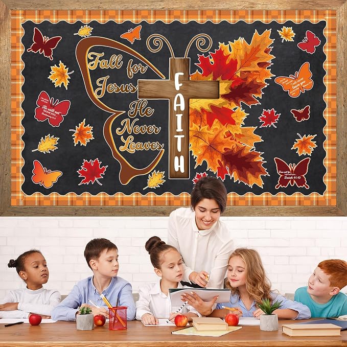 Religious Fall Bible Butterfly Bulletin Board Set Fall