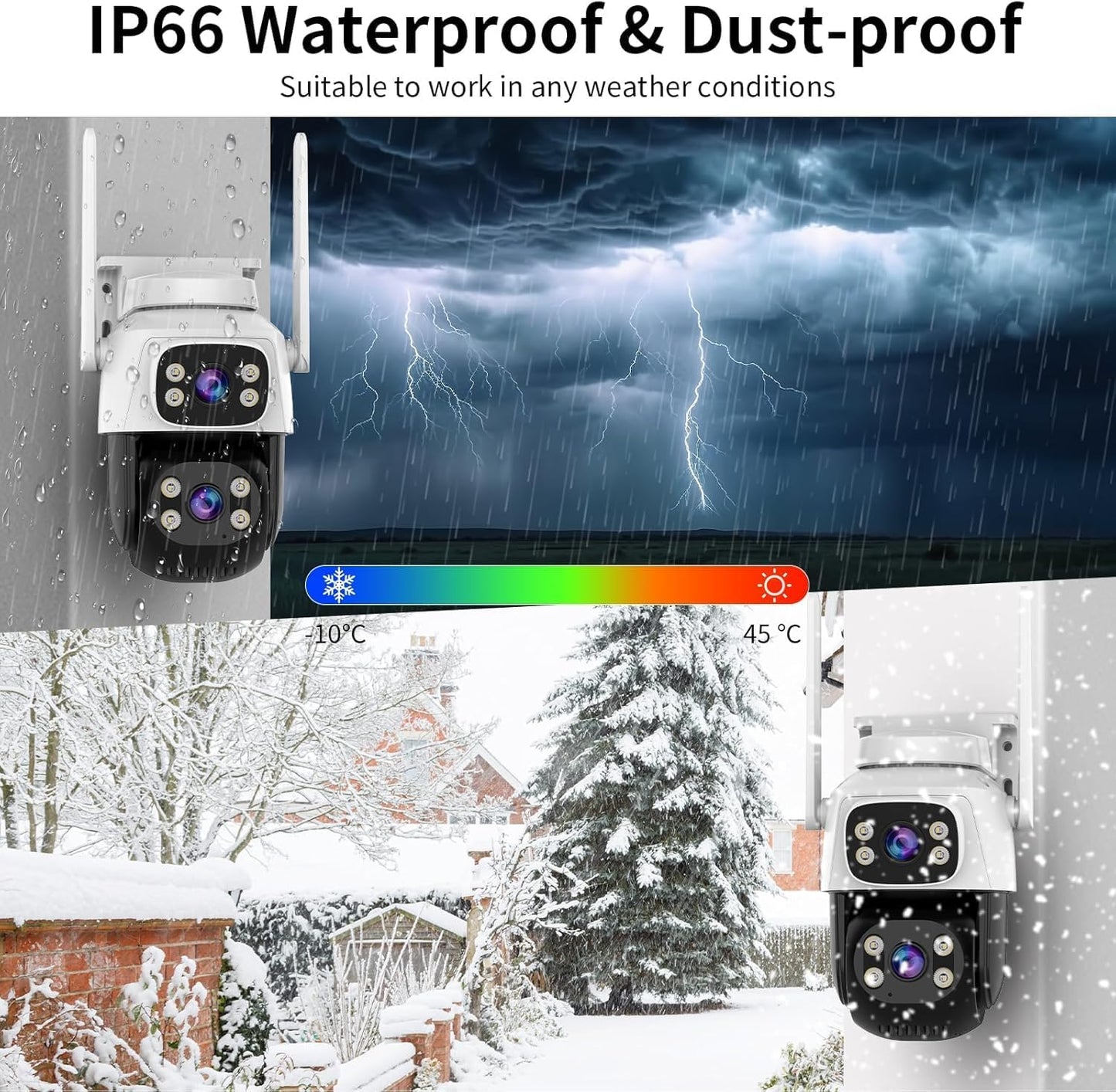 VSTARCAM Outdoor Waterproof Security Camera with 2 in 1 Camera, Dual Lens Outside Cameras for Home Security with Cord, AI Tracking, Light Alarm, Color Night, 2-Way Talk, 24/7 Record,SD/Cloud