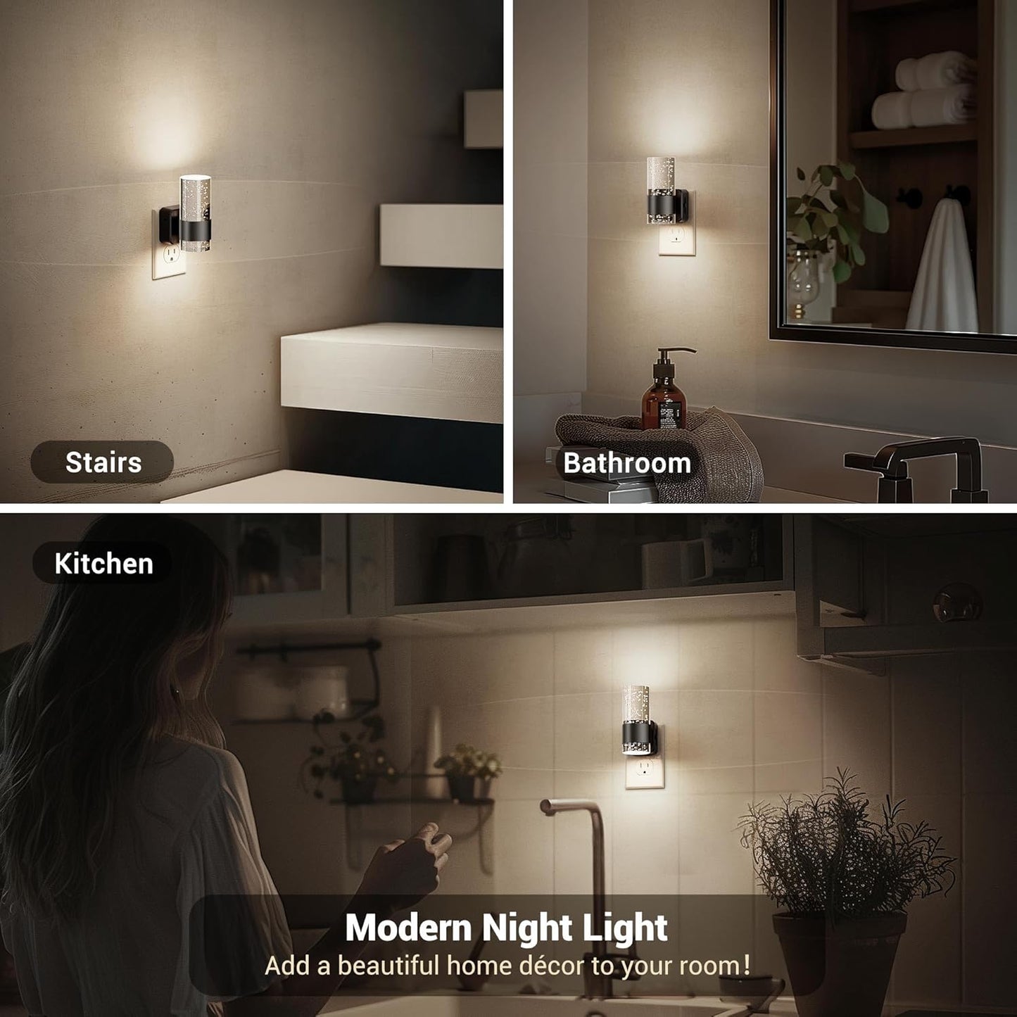 JandCase Night Light, Night Lights Plug into Wall,LED Nightlight with Adjustable Brightness, 5000K,Automatic Night Light Plug in with Auto Light Sensor for Bathroom Hallway Room Decor
