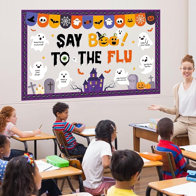 Halloween Ghost Bulletin Board Halloween Healthy Classroom Decorations Set Flu