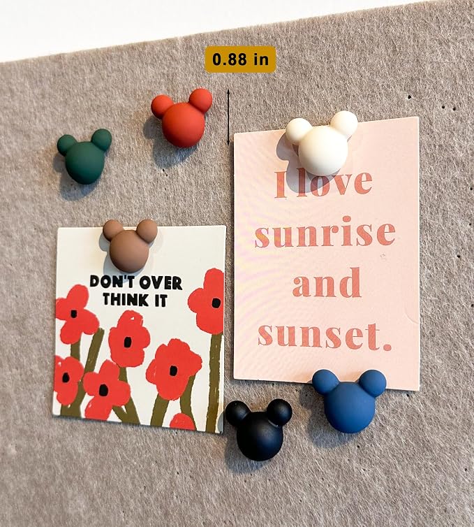 24 Pcs Cute Push pins, Colorful Decorative thumbtacks, Mouse Push pins