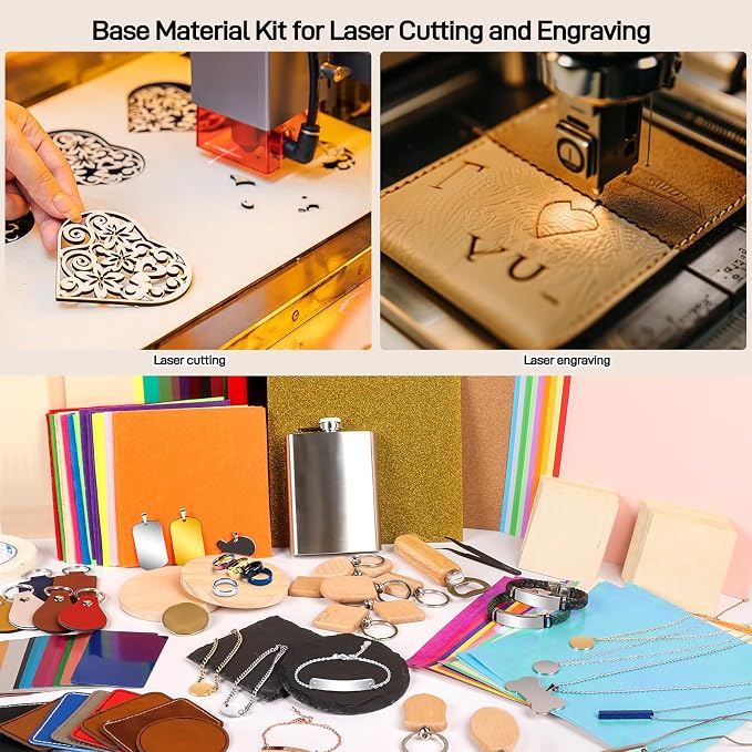 Adrattnay Laser Material Explore Kit, 29 Kinds Materials Includes Basswood
