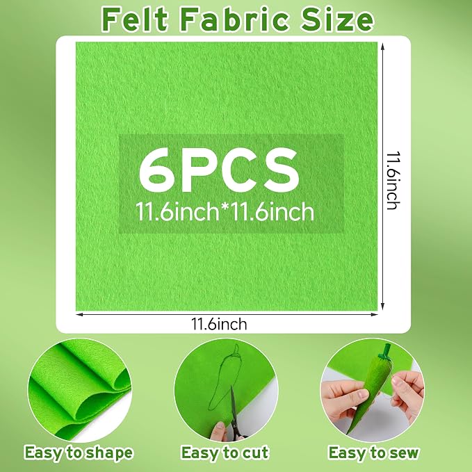 HaoFeiJH 6 Pcs Soft Green Felt Fabric Sheets