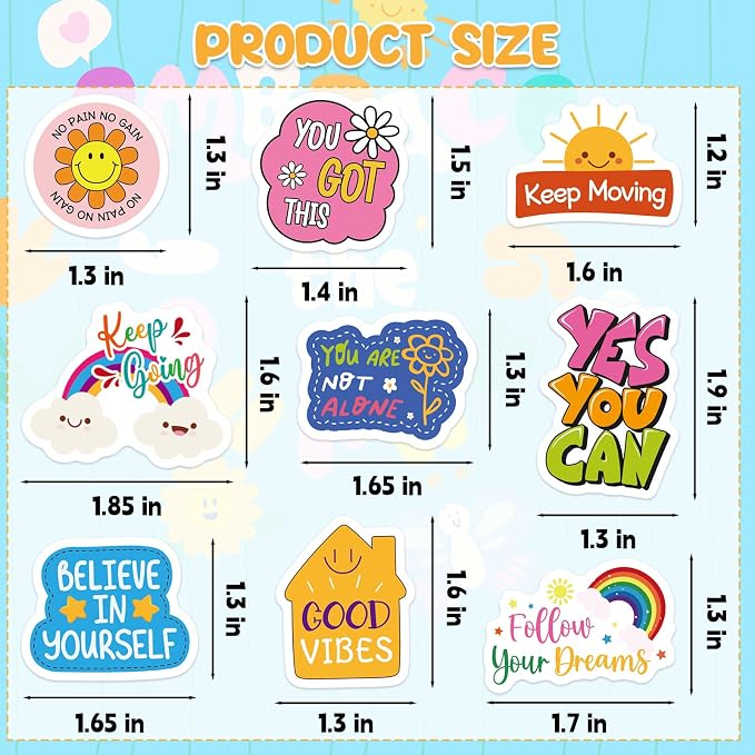 300Pcs Motivational Foam Stickers, Self-Adhesive Inspirational Quotes Sticker