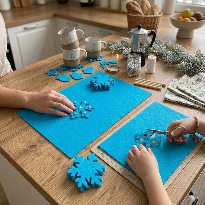 HaoFeiJH 6 Pcs Soft Blue Felt Fabric Sheets