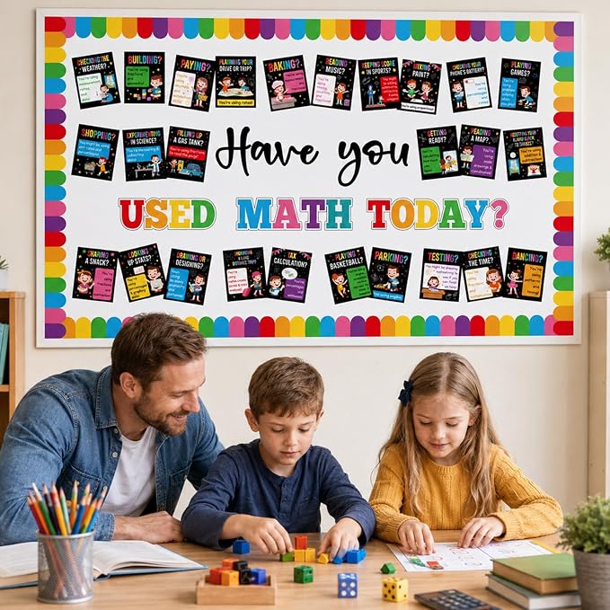 Math Theme Bulletin Board Set Colorful Mathematics Classroom Decoration Have