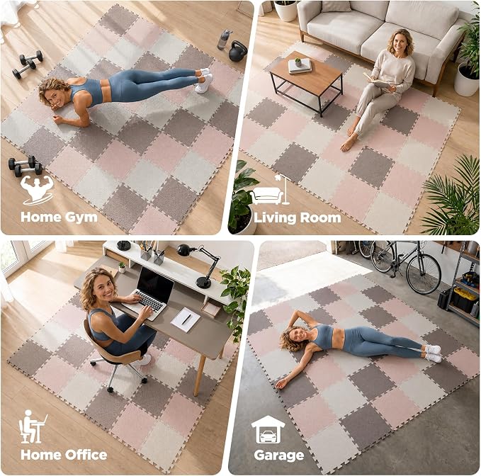 AIRHOP 18 PCS Gym Floor Mat, EVA Foam Puzzle Gym Mat, High-Density Interlocking