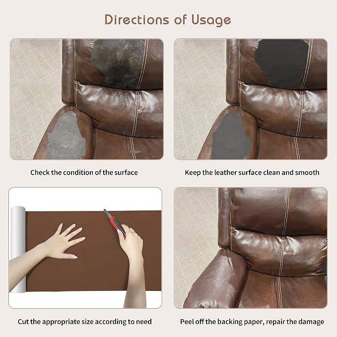 KING MOUNTAIN Leather Repair Patch, 16 x 60 Inches self Adhesive Leather Repair