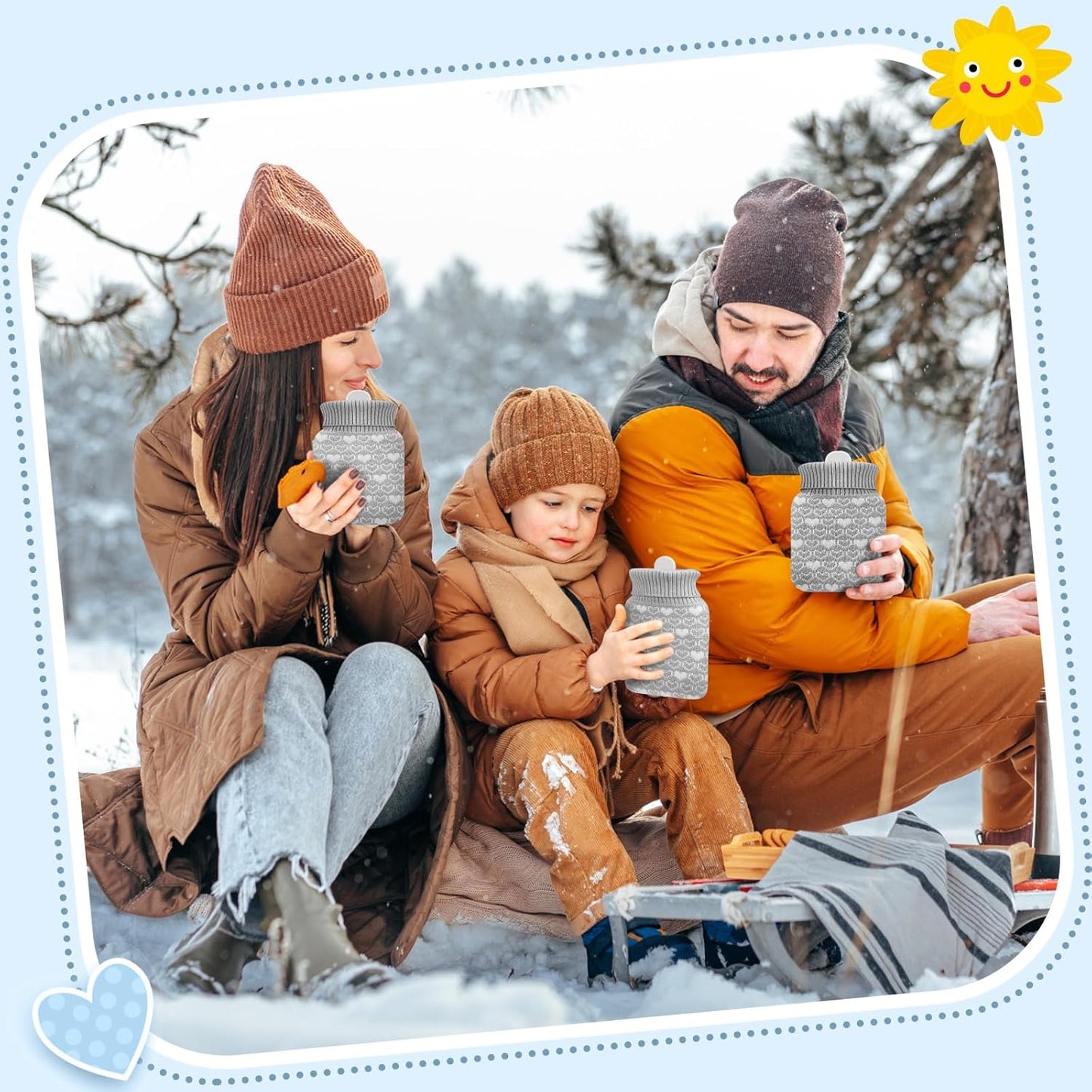 Amylove Mini Hot Water Bottle 320ml for Hot & Cold Compress with Cover Silicone Microwave Heating Small Water Bag for Travel Pain Relief Holiday Gifts (Gray)