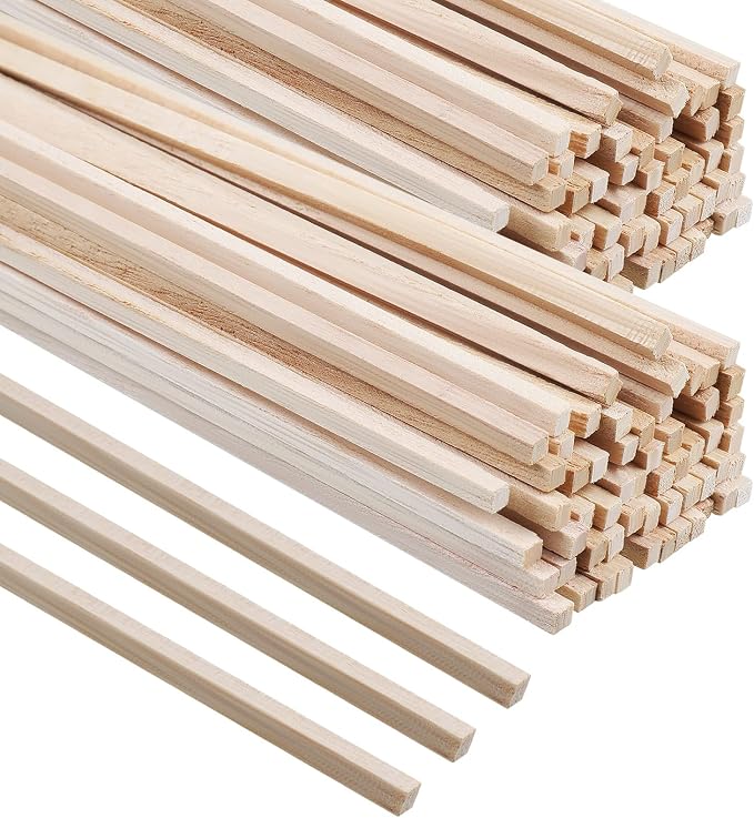 Yalikop 240 Pcs Balsa Wood Sticks 1/8" x 12" Square Wooden Dowels Rods Balsa