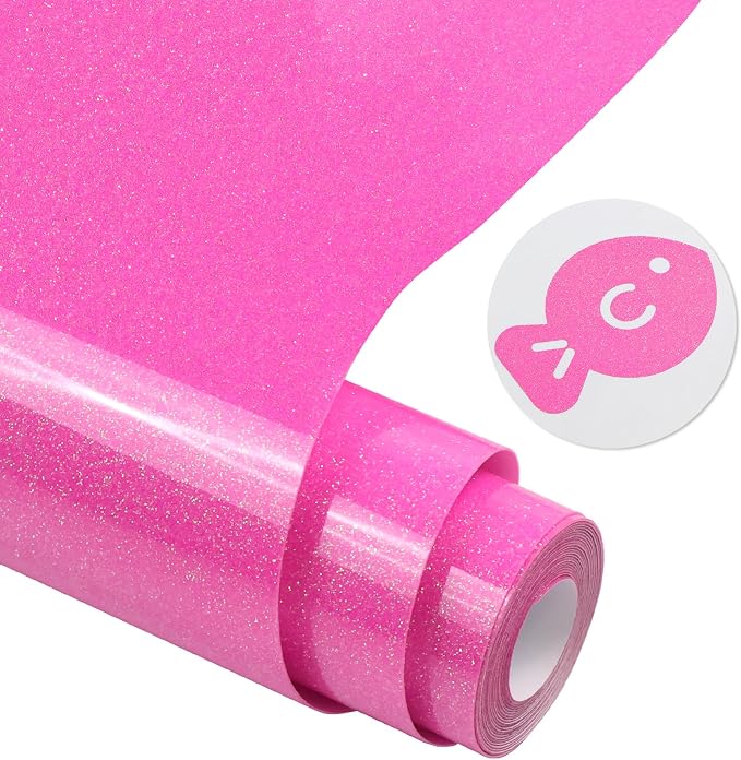 Neon Pink Glitter HTV Heat Transfer Vinyl, Glitter Iron on Vinyl 10" x 8ft |