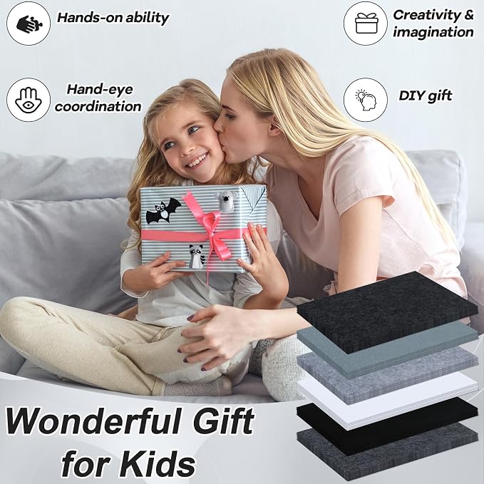 42Pcs Black Gray Fabric Sheets 8 x 12 Inch Assorted Soft Black Gray White Thick
