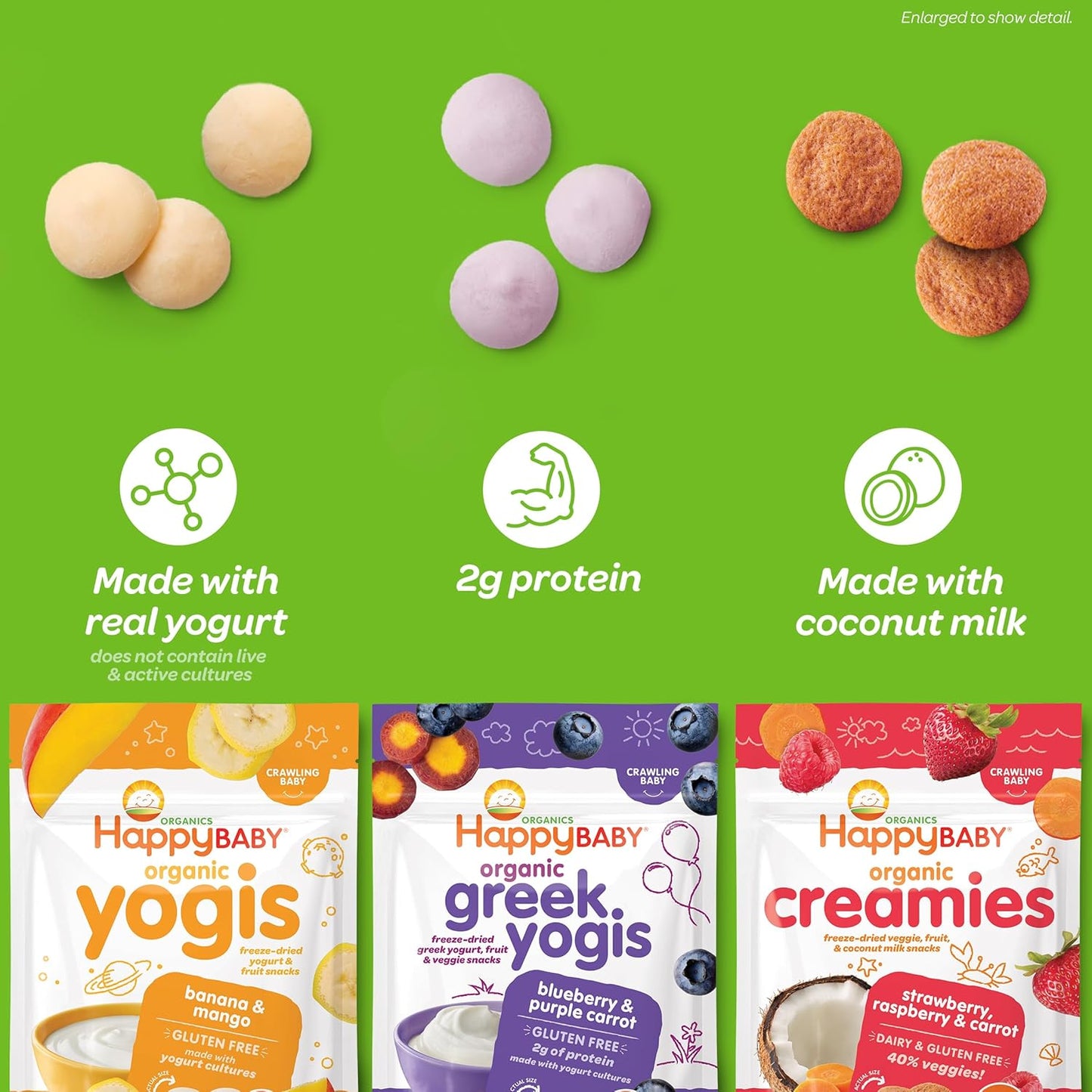 Happy Baby Organics Yogis Freeze-Dried Yogurt & Fruit Snacks, Variety Pack, 1 Ounce (Pack of 6)