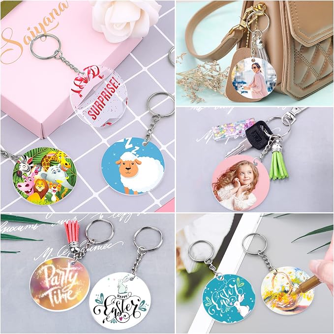 350Pcs Acrylic Keychain Blanks Clear Acrylic Round Ornament Blank