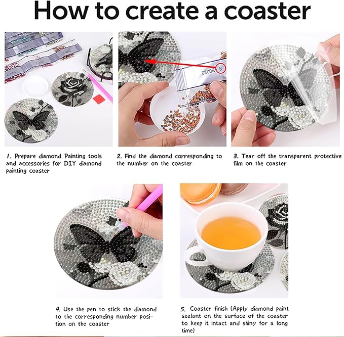 Clendo 8 Pcs Gothic Diamond Art Coasters Kit