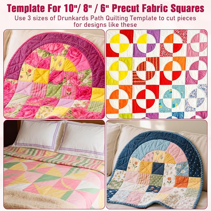 3 Set Drunkards Road Quilting Templates Large Quilting Rulers and Templates