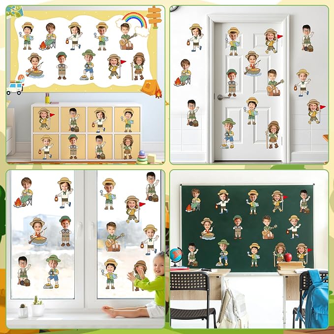 60pcs Camping Theme DIY Cutouts Camper Bulletin Board Decoration Set Camping