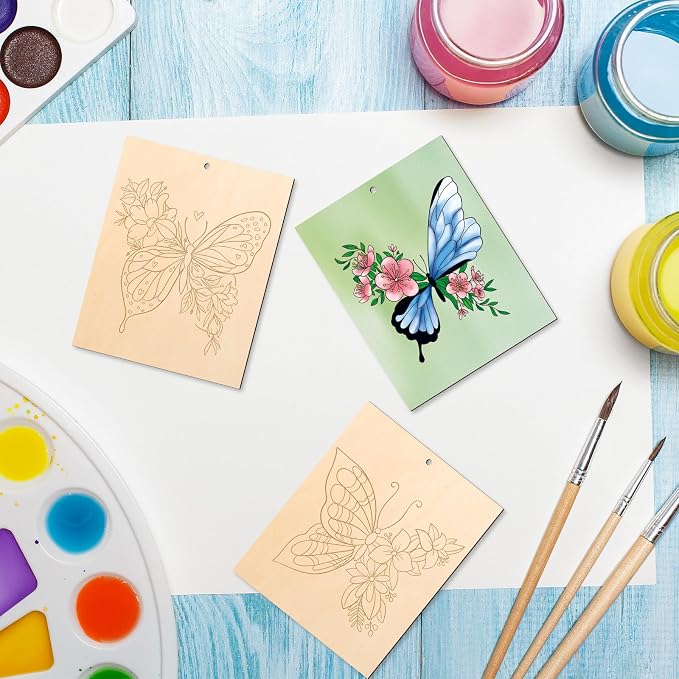COCHIE 10 Pieces Large Spring Butterfly Unfinished Wood Crafts to Paint