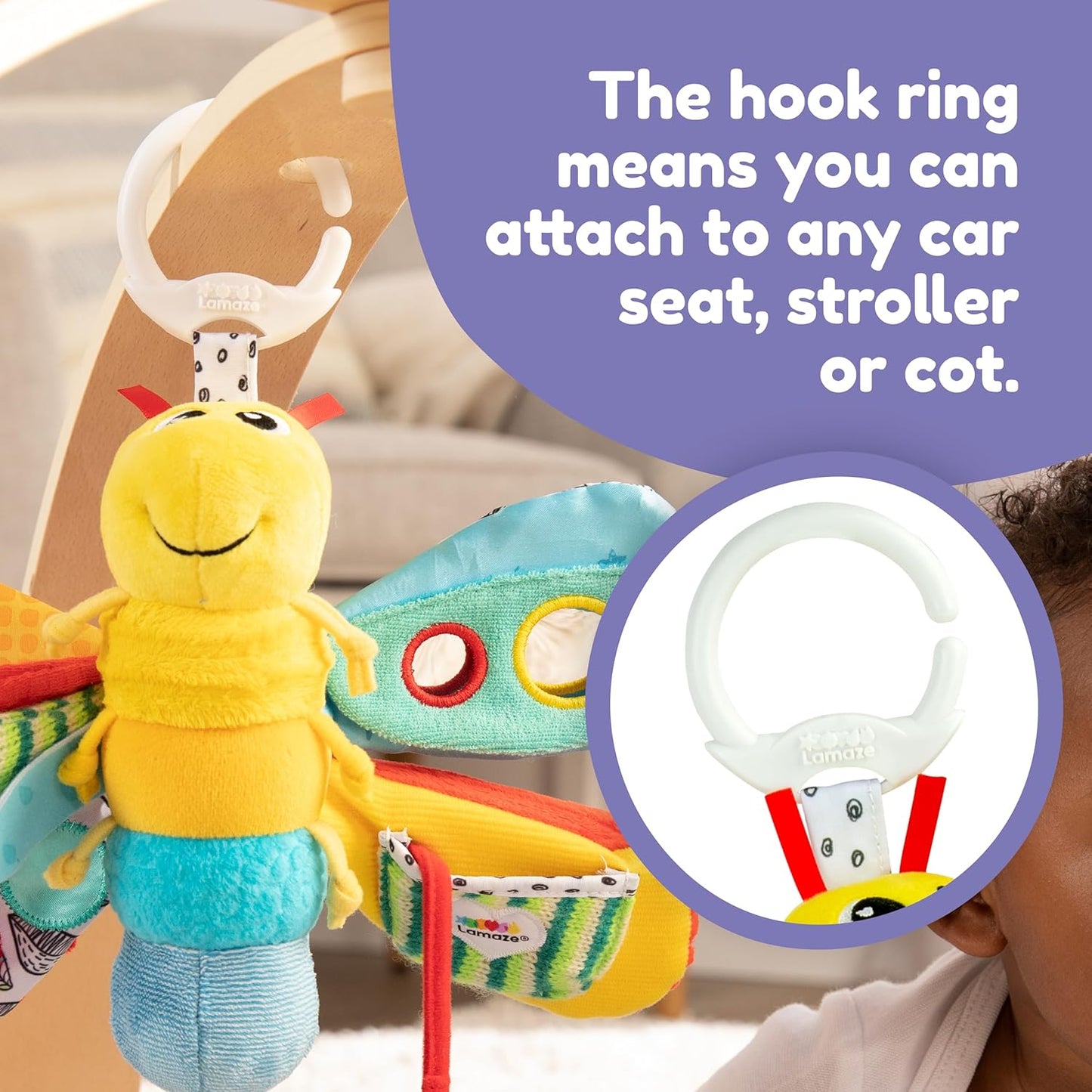 Baby/Infant/Newborn/Children Toy|Frieddy The Firefly With Clicking Rings – Ladybag Pull Out Teether – Wings With Crinkles - Knotties – Mirrors – Squeaker| HQ Toy For Girls/Boys|Hang On The Crib/Buggy
