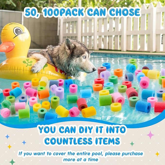 Frienda 50 Pcs Pool Noodles Bits Multicolor Craft Small Size Versatile Mixed